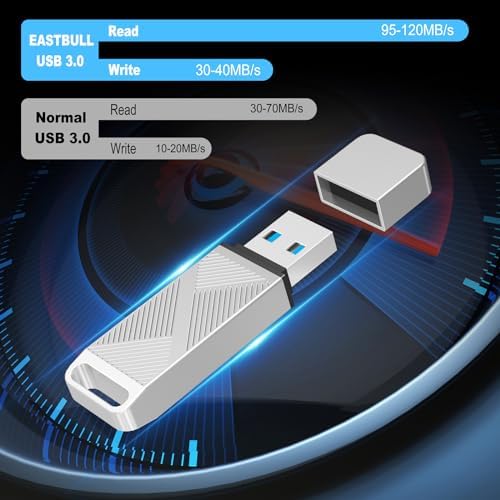 EASTBULL 256 GB High-Speed USB 3.0 Flash Drive with USB C Adapter & Keychain – Sleek Metal Design for Ultimate Portability, Fast Data Transfers, and Enhanced Compatibility for All Devices
