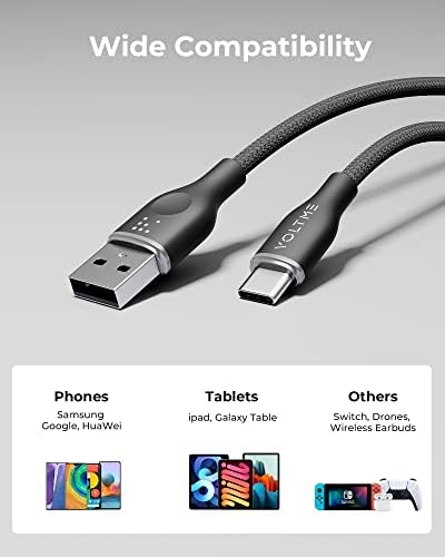 VOLTME Premium Nylon USB C Cable 2-Pack – 6 ft Fast Charging & Data Transfer Cable for Galaxy S10+/S10, Note 10/9, LG V30/V35, Moto Z2/Z3 – Universal Compatibility & Enhanced Durability for Efficient Charging Solutions