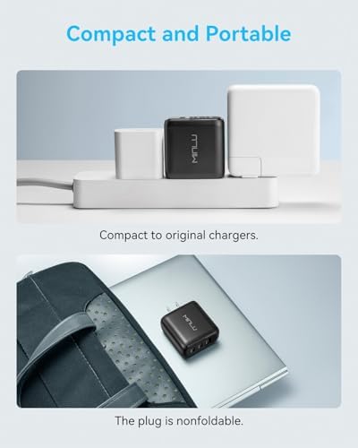 MINLU 65 W Ga N 3-Port USB-C Wall Charger with 100 W 2-in-1 Cable – Rapid Multi-Device Charging for Mac Book Pro/Air, i Phone 16/15, Galaxy S24 Ultra & More – Compact, Travel-Optimized Design for High-Efficiency Power Delivery – Ultimate Charging Solution for Home, Office, and On-the-Go