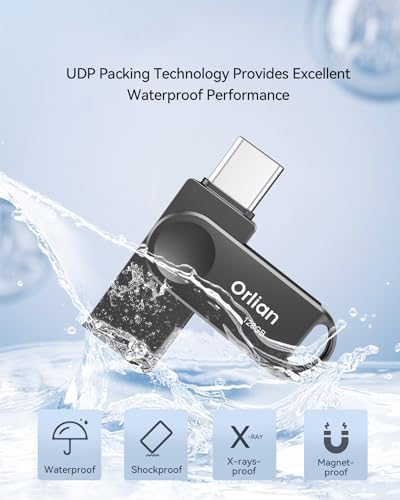 128 GB Dual USB Type C + A OTG Flash Drive – Waterproof Metal Swivel Design for Fast Data Transfer – Ideal Thumb Drive for PC, Laptop, Tablet, i Phone 15 & Android Devices – Portable Storage Solution for On-the-Go Professionals and Students