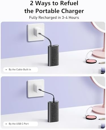 VEGER Stylish 10,000 m Ah Portable Charger with Detachable Cable – 20 W Fast Charging Power Bank for i Phone 15/14 & Android Devices – Chic Travel Essential in Eye-Catching Blue for On-the-Go Charging