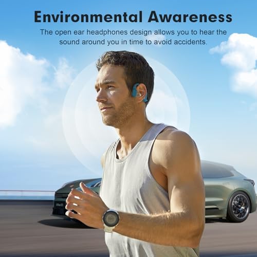 Revolutionary Bone Conduction Wireless Sport Earbuds – Open Ear Design for Enhanced Awareness and Comfort – Sweatproof Bluetooth 5.2 Headphones for Running, Gym, and Hands-Free Calls – Lightweight Ergonomic Fit for Active Lifestyles – Waterproof Technology for Ultimate Durability and Performance