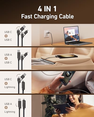 Effortless Charging Solutions: 6 ft USB-C to Lightning Cable 2 Pack – Ultimate 4-in-1 Versatility for i Phone and Samsung Devices, Rapid 60 W Power Delivery, Sturdy Design for Everyday Reliability and Enhanced Device Compatibility
