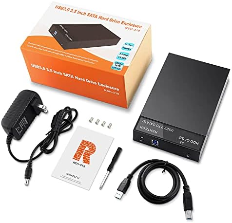 RSHTECH USB 3.0 to SATA External Hard Drive Docking Station – 3.5-Inch HDD/SSD Enclosure with UASP Support for Lightning-Fast Transfers up to 16 TB – Sleek Black Design for Effortless Data Backup and Expansion