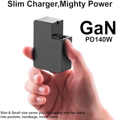 Maximize Your Charging Potential with the HKY 140 W Ga N USB-C Power Adapter: 10 Ft Slim Charger for Mac Book, Dell, Lenovo, MSI, and HP – PD3.1 Fast Charging for Laptops & Docking Stations – Unmatched Portability & Efficiency for Tech Enthusiasts