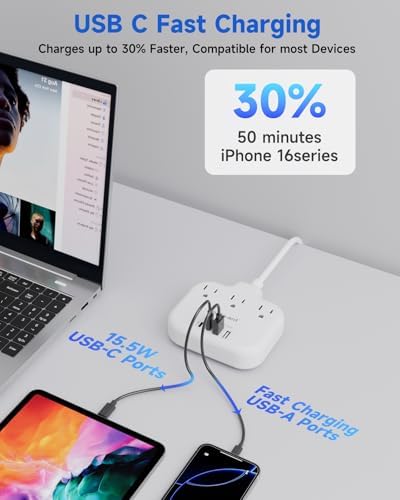 Ultimate Universal Travel Plug Adapter with PD30 W Fast Charging Hub – 3 Multi-Port Connectivity for International Travel, Featuring Dual USB-C & USB-A Outputs, 3 ft Extension Cord for Effortless Power in EU, US, UK, France & Spain – Perfect Solution for Global Adventurers Seeking Reliable Charging Options