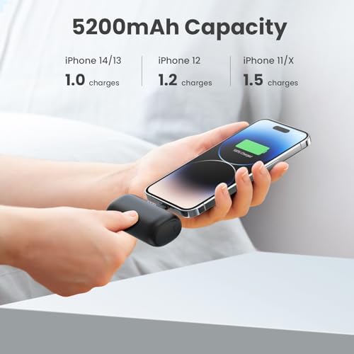 Ultra-Compact 2-Pack i Phone Power Bank – 5200 m Ah PD Fast Charging Mini Portable Charger for Travel – Cordless, Lightweight Battery Pack Compatible with i Phone 14/14 Pro/13/12/11/X/8/7/6 Plus – Essential Charging Solution for On-the-Go Lifestyles