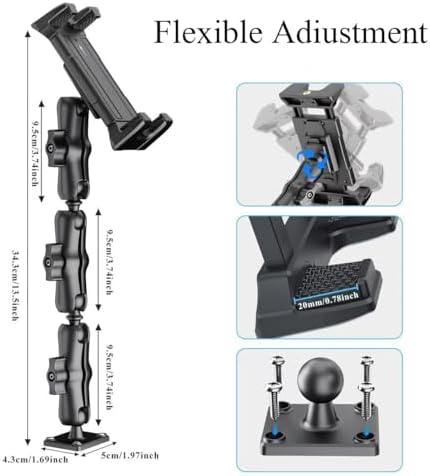 OHLPRO Heavy-Duty Truck Tablet Holder – Secure Adjustable Mount for 5″-13″ Devices like i Pad Pro, Samsung Galaxy & Kindle Fire – Ultimate Dashboard Solution for Enhanced Mobility, Versatility, and Professional Use