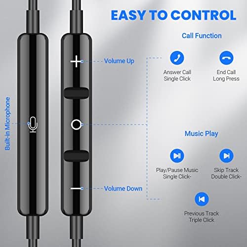 High-Performance USB C Headphones for Samsung S25 Ultra and i Phone 16 – Hi-Fi Stereo Wired Earbuds with Microphone and Volume Control, Magnetic Design for Tangle-Free Storage – Enhanced Compatibility with Galaxy Flip, Pixel 9, S24, S23 FE, and More