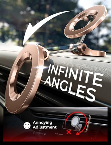 LISEN Premium Rose Gold Magnetic Car Dashboard Phone Holder for i Phone 16 Pro Max – Superior Magsafe Mount for Hands-Free Navigation & 360-Degree Viewing, Perfect Accessory for Tech Lovers and Daily Commuters