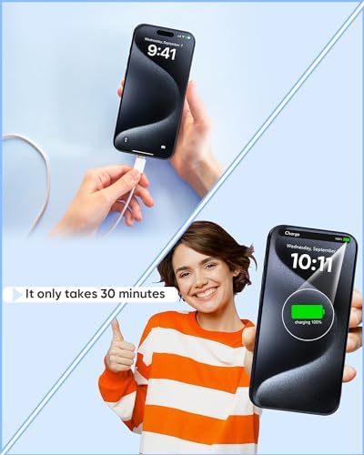 10 FT Ultra-Fast USB-C Charging Cable Set for i Phone 16/15 Pro Max – 2-Pack Long-Lasting Cords with 20 W Quick Charge Block for Efficient Power Delivery – Perfect for Home, Office, and On-the-Go Use – Durable Design for Enhanced Compatibility with i Pad Pro/Air/Mini