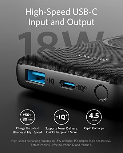 Anker Power Core III 10,000 m Ah Wireless Portable Charger – Qi-Certified 10 W Fast Wireless Charging & 18 W USB-C Quick Charge for i Phone 14 Series, i Pad, Air Pods & More – Ultimate Portability with Enhanced Device Compatibility and Safety Features