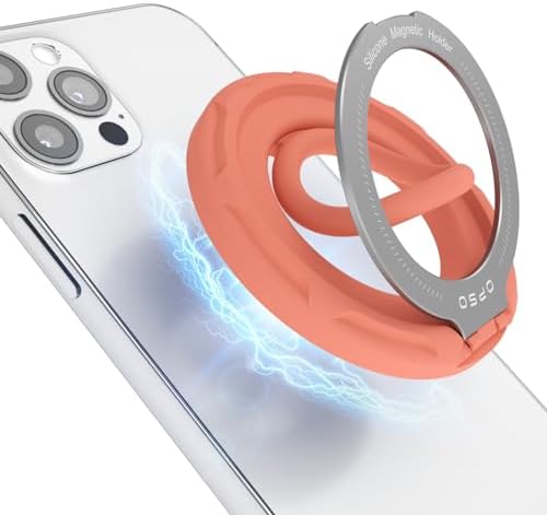 OPSO Magnetic Phone Ring Holder for Mag Safe – 360-Degree Rotating Silicone Finger Grip with Adjustable Kickstand Compatible with i Phone 16/15/14/13/12/Pro/Max & Samsung – Ultimate Hands-Free Essential for Enhanced Device Usability and Stylish Stability