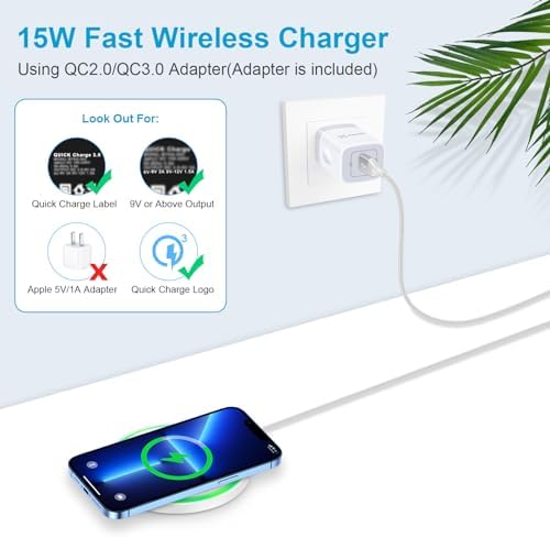 15 W Ultra-Fast Wireless Charging Pad with QC Adapter – Universal Charger Mat for Samsung Galaxy S25/S24/S23 Ultra & i Phone 16/15/14/13 Pro Max – Sleek Design, Enhanced Safety, and Rapid Power Delivery for Busy Lifestyles