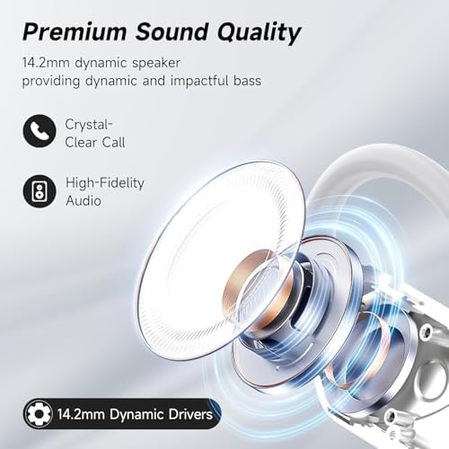 Revolutionary Open-Ear Bluetooth 5.4 Wireless Earbuds | Lightweight Ergonomic Design for Active Lifestyles | 80 Hours Playtime with Waterproof Durability | Experience Deep Bass and Crystal-Clear Calls | Stay Aware of Surroundings While Enjoying Music | Perfect for Gym, Commuting, and Outdoor Adventures | Elevate Listening with Stylish, Durable Earphones for Maximum Comfort and Performance