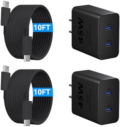 Power Up Your Devices Instantly with the 45 W Dual USB-C Fast Charger for i Phone 16 Series – Includes 6.6 FT USB-C Cable for Maximum Convenience and Compatibility with Pad Pro/Air, Galaxy S25/S24, and More – Compact, Reliable, and Efficient Charging Solution