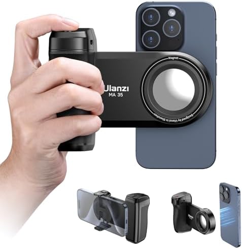 Transform Your Smartphone Into a Professional Camera with the ULANZI CG-02 Grip Holder: Ultimate Stability, Remote Shutter Functionality, and Integrated Fill Light for i Phone 16, 15, 14 Pro Max – Essential Handheld Tripod Mount for Flawless Photography and Video Creation
