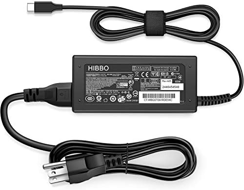 HP Laptop Charger 65 W USB-C Fast Power Adapter – Ultimate Compatibility & Safety Assurance for Elite Book, Spectre & Chromebook Models – Reliable Performance & Overcurrent Protection Included