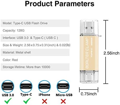 High-Speed 512 GB Dual Port USB 3.0 Type C Flash Drive – Versatile OTG Memory Stick for Android Smartphones & PCs, Compatible with Samsung Galaxy S10/S9/S8/Note 9, LG, Google Pixel – Compact & Stylish Red Design for Effortless File Transfers