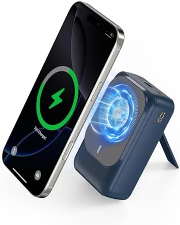 26800 m Ah Magnetic Wireless Power Bank with PD 22.5 W Fast Charging – Multi-Device Portable Charger for i Phone 16/15/14/13/12 Series – Built-in Cables, Kickstand, LED Power Indicator – Universal Compatibility for Smartphones and Tablets – Safe, Efficient Charging Solution in Sleek White Finish