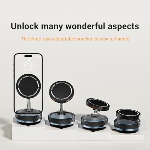 Eastcoo Vacuum Suction Magnetic Phone Holder with 360 Degree Rotation, Handsfree Magnetic Phone Holder Mount for Car/Smooth Surface,Foldable and Retractable Phone Holder for All Phones,White – Enhanced Compatibility and Speed