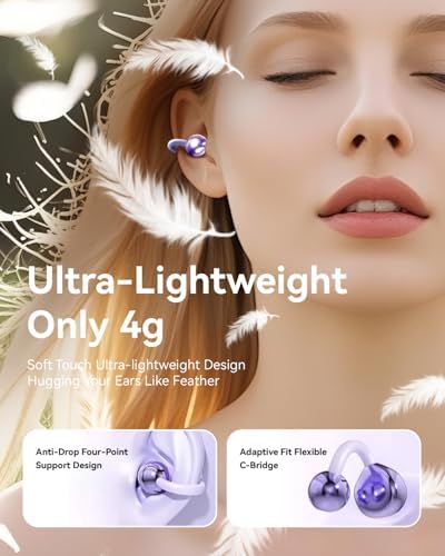 Ultimate Comfort Open Ear Bluetooth 5.4 Earbuds with IPX7 Waterproof Rating – 60 Hours of Playback with LED Power Display – Clip-On Wireless Headphones for Active Lifestyles, Ideal for Commuting and Outdoor Adventures, Enhanced Sound Quality and Durability