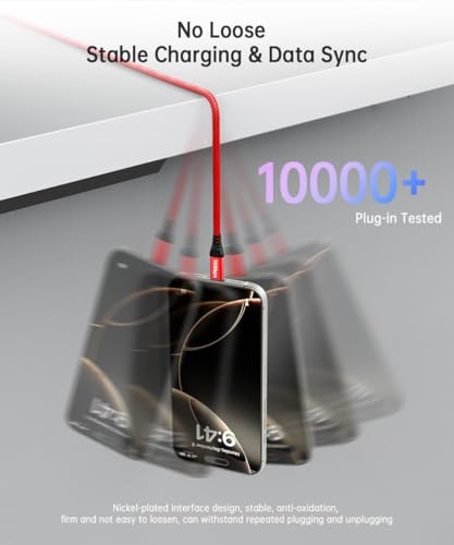 High-Speed USB C Cable 10 Gbps Data Transfer – 6 ft Braided Charger Cord (3 Pack) for i Phone 16/15 Pro Max & Samsung Galaxy S24/S23/S22 – 3.1 A Fast Charging, Enhanced Durability & Compatibility for Car Play and Android Auto