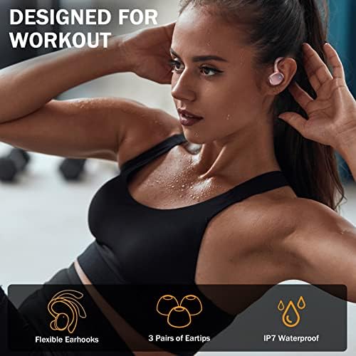 Premium Bluetooth 5.3 Wireless Earbuds – IP7 Waterproof Sport Headphones with 48-Hour Battery Life, Noise-Cancelling Mic, and 3 D Hi-Fi Stereo for Ultimate Workout Performance – Perfect for Running and Gym Enthusiasts