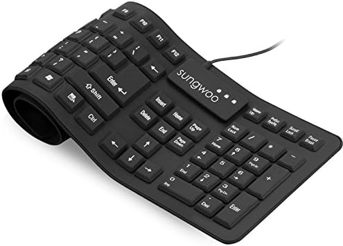 Sungwoo Portable Waterproof Rollup Silicone USB Keyboard – Full-Size Versatility for PC, Laptop & Notebook Users, Easy Storage & Seamless Compatibility, Ideal for On-the-Go Professionals and Students