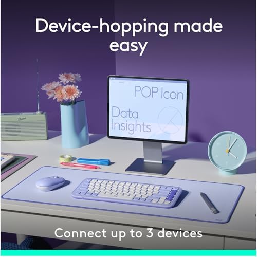 Elevate Your Workspace with the Logitech POP ICON Wireless Bluetooth Keyboard – Stylish Graphite & White Design, Effortless Multi-Device Switching, Comfortable Low-Profile Typing, and Customizable Keys for Enhanced Productivity on Laptops, Tablets, and PCs