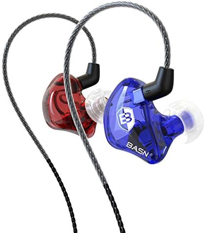 BASN BC100 Brown Dual Dynamic Driver IEM Earphones with Detachable MMCX Cable – Premium Musicians’ In-Ear Monitors for Studio and Live Performance, Enhanced Noise Isolation and Comfort