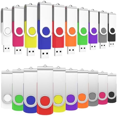 ABLAZE 20-Pack Portable 2 GB USB Flash Drives with Lanyards – Reliable USB 2.0 Thumb Drives for Effortless Data Storage and Transfer – Ideal for Students, Professionals, and Promotional Use – Compact Swivel Design for Enhanced Portability and Compatibility