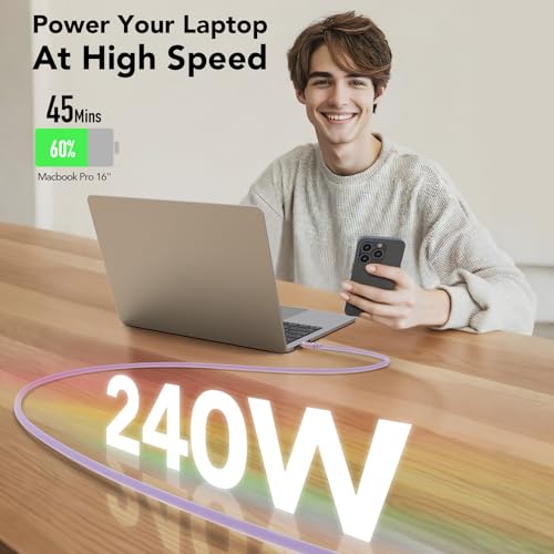Revolutionize Your Charging Routine with the 240 W USB-C to USB-C Cable – Unmatched 480 Mbps Data Transfer, Universal Compatibility for i Phone 16/15 Pro Max, Galaxy S25/S24, & More – 6 FT of Enhanced Flexibility for Fast Charging & Reliable Performance