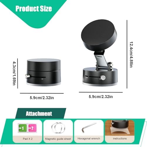 Vacuum Suction Magnetic Phone Holder, Rotatable Magnetic Suction Cup Phone Mount, for Car/Mirror/Smooth Surface, Foldable and Retractable, for All Phones – Enhanced Compatibility and Speed