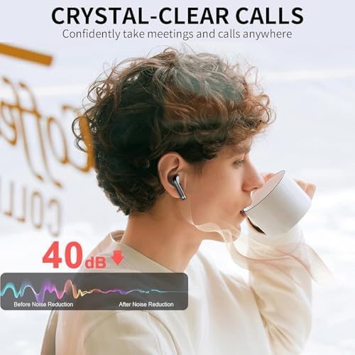 Elevate Your Audio Experience with POMUIC Bluetooth 5.3 Wireless Earbuds – Experience Hi-Fi Stereo Sound with Immersive Deep Bass and Advanced Noise Cancellation – Four ENC Microphones for Crystal-Clear Calls – Dual LED Battery Indicator for Effortless Monitoring – Enjoy Up to 40 Hours of Playtime for Nonstop Enjoyment – Ergonomically Designed for Maximum Comfort During Long Listening Sessions – Effortlessly Connects to Smartphones, Tablets, and Laptops – Transform Your Everyday Listening with Unmatched Clarity and Style!