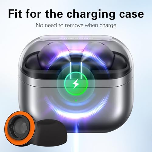 Elevate Your Sound: Premium Memory Foam Ear Tips for Samsung Galaxy Buds3 Pro – Unmatched Comfort & Advanced Noise Isolation with Silicone Shield Design (Medium, Bold Orange) – Essential Accessory for Superior Audio Clarity and Secure Fit