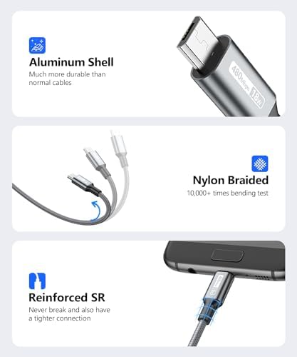 SUNGUY Micro USB Cable 1.5FT, [10-Pack] Short Braided USB 2.0 Micro Android Charger Fast Charging & Data Sync Cord Compatible with Samsung Galaxy S6 S7 Edge Note 5, Tab 4, PS4, Kindle and More – Enhanced Compatibility and Speed