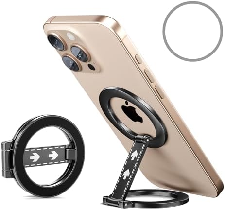 Mag Safe Universal Phone Grip & Kickstand for i Phone 12-16 Pro Max – Versatile Double-Sided Magnetic Holder for Secure Handling & Hands-Free Viewing in Gym, Kitchen & Beyond – Sleek Black Silicone Design for Stylish Convenience and Optimal Performance