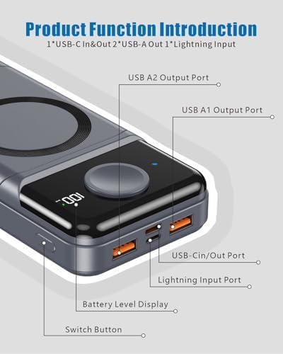 Ultimate 23800 m Ah Wireless Charging Stand for i Phone 16/15/14/13/12/11 Pro Max & 8 Plus – Fast 22.5 W Power Bank with LCD Display, Portable & Foldable Design for Maximum Convenience and Efficiency