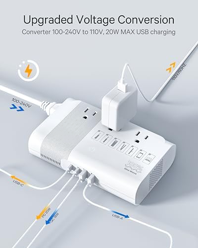 Ultimate 500 W Pure Sine Wave Voltage Converter – Transform 220 V to 110 V for Global Travel – Compact Power Adapter with Dual USB Ports – Optimal Device Protection & Versatile Functionality for International Adventures – Essential for Travelers and Business Professionals