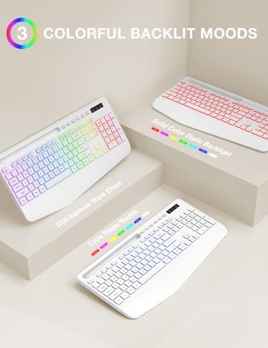 SABLUTE Ergonomic Large Print Wired Keyboard with Wrist Rest & Phone Holder – Perfect for Enhanced Visibility and Comfort in Windows, Desktop & Laptop Use – Eye-Catching Yellow Design for Effortless Typing Experience