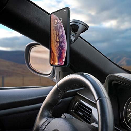 Scosche Magic Mount Pro Suction Cup Phone Holder – 2-Pack Magnetic Car Dashboard & Windshield Mount for i Phone, Galaxy & Android Smartphones – Enhanced Stability, 360-Degree Rotation & Sleek Black/Silver Design for Optimal Accessibility & Safety