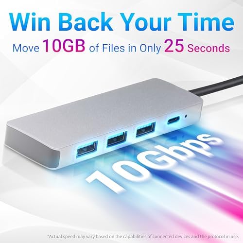 Elevate Your Connectivity with the Amazon Basics USB 3.2/3.1 Gen 2 Hub Dock – Lightning-Fast 10 Gbps Data Transfer for Windows & Mac, Featuring 1 USB-C and 3 USB-A Ports in a Sleek Silver & Black Design for Ultimate Portability and Versatility
