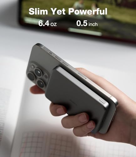 TORRAS Ultra-Slim Magnetic Wireless Power Bank – 10,000 m Ah Fast Charging Portable Charger for i Phone 16/15/14/13/12 in Glacier Gray – Lightweight Design with 22.5 W Quick Charge & USB-C Cable for Ultimate Convenience and Compatibility