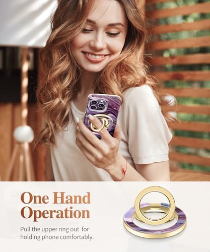 GVIEWIN Magnetic Phone Ring Holder, Compatible with MagSafe Phone Grip with Adjustable Stand, Magnet Phone Ring Kickstand for iPhone 16 Pro Max/Plus/15/14/13/12 Series/Other Phones (Purple) – Enhanced Compatibility and Speed