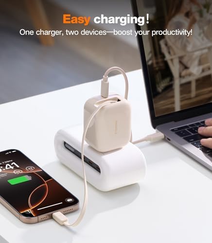 Experience Maximum Efficiency with TORRAS Flex Line 40 W Dual-Port USB-C Charger Block for Galaxy Z Fold 7 – Fast Charging Power Adapter with Retractable Cable, Ideal for i Phone 15/16 & Samsung Galaxy S25/S24 Ultra, Sleek Gold Finish for Ultimate Style and Portability