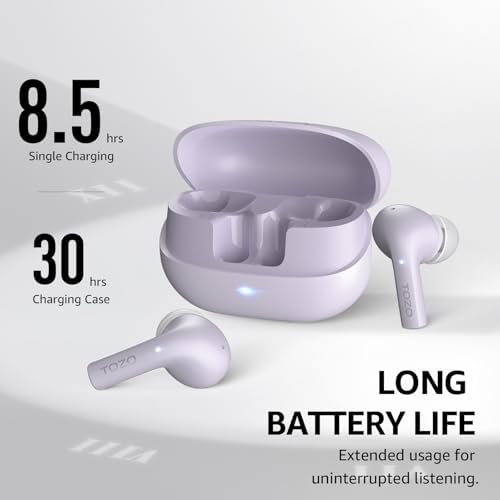 TOZO E2 Wireless Earbuds – Unmatched Sound Clarity with 32 Custom EQ Settings, Smart AI Noise Cancellation for Clear Calls, Enduring 30-Hour Battery Life, Next-Gen Bluetooth 5.3 for Rapid Connectivity, Comfort-Focused Ergonomic Design – Ideal for Music Enthusiasts and Professionals on the Move