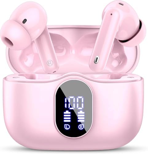 Elevate Your Audio Experience with Rose Gold Wireless Earbuds – Bluetooth 5.4 Connectivity, IP7 Waterproof Protection, and 36-Hour Playtime – Perfect for Active Lifestyles, Sports, and Seamless Communication – Stylish Comfort and Superior Noise-Cancellation for Uninterrupted Listening