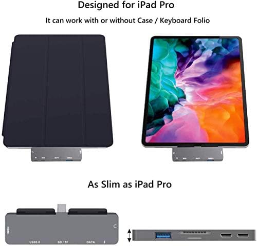Elevate Your i Pad Pro Experience with Our Versatile 6-in-1 USB C Hub Adapter – Featuring 4 K HDMI, Dual USB 3.0 Ports, 3.5 mm Audio Jack, PD 60 W Charging, and SD/TF Card Slot – Perfect for M2, M1 i Pad Pro 11, 12.9 (2018-2022), i Pad Air, and Mini – Unleash Seamless Connectivity and Effortless Productivity