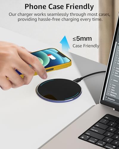 TOZO 2025 Upgraded 15 W Max Fast Wireless Charging Pad – Sleek Rose Red Design for i Phone 16/15/14/13/12 Series & Samsung Galaxy S24/S23/S22 – Ultimate Wireless Power Solution for Busy Lifestyles – Efficient, Portable & Compatible Charging Experience